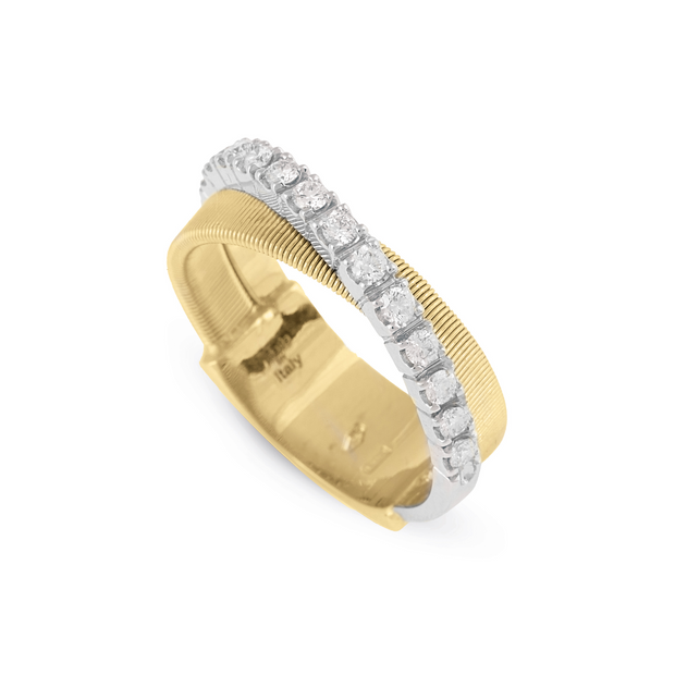 18K Yellow and White Gold Masai Collection Crossover Diamond Ring